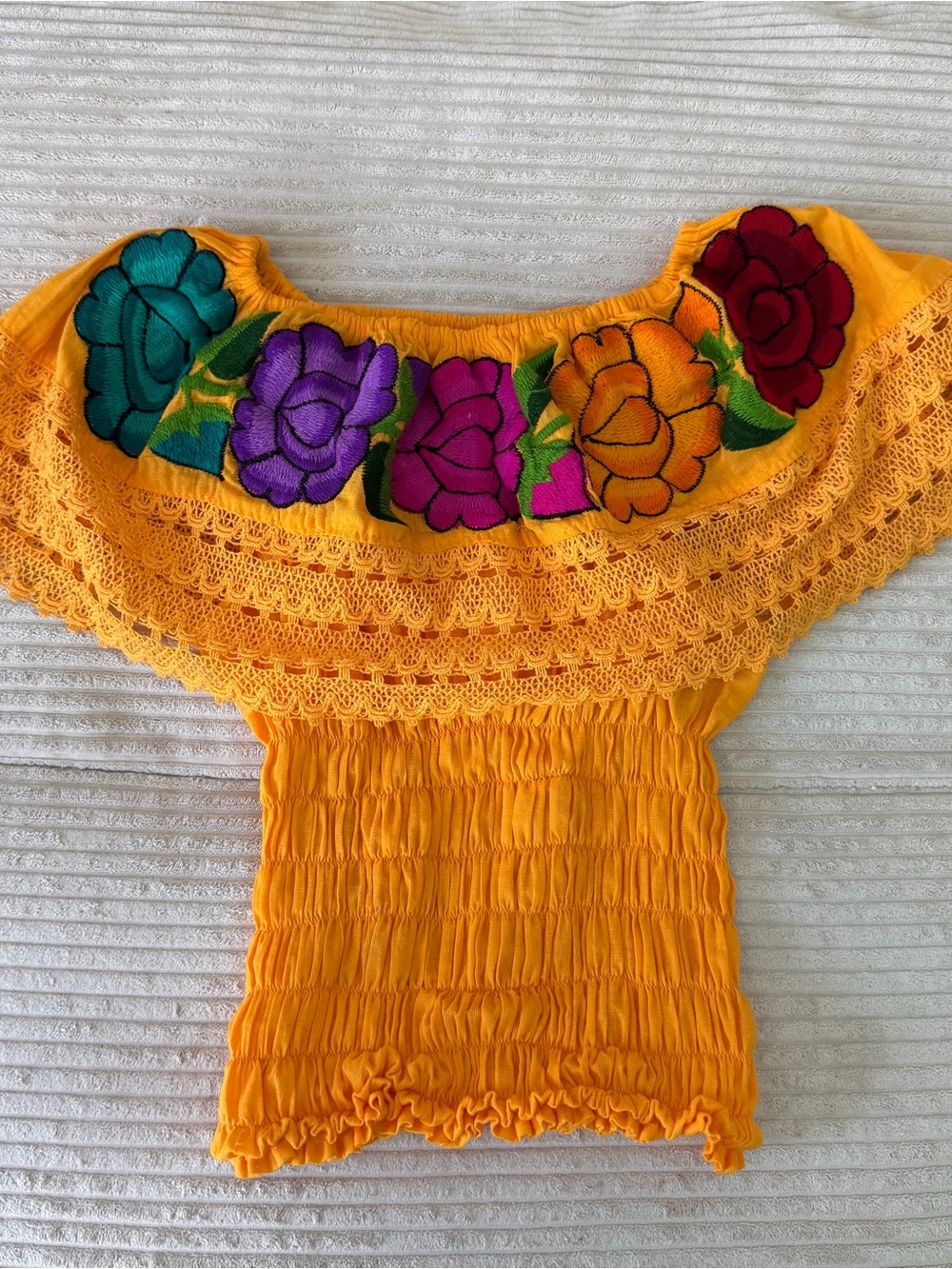 Traditional Mexican Off-Shoulder Embroidered Top